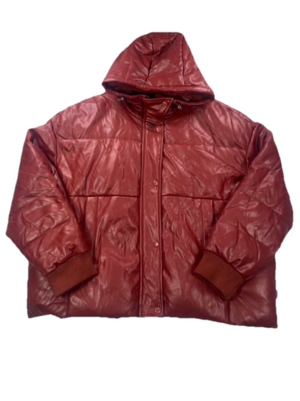 Levi's Women’s Faux Leather Cinch Waist Red Hooded Puffer Coat Size XXL